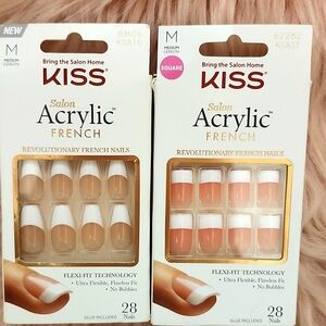 Brand New 2CT BUNDLE KISS SALON ACRYLIC FRENCH False Nails-M